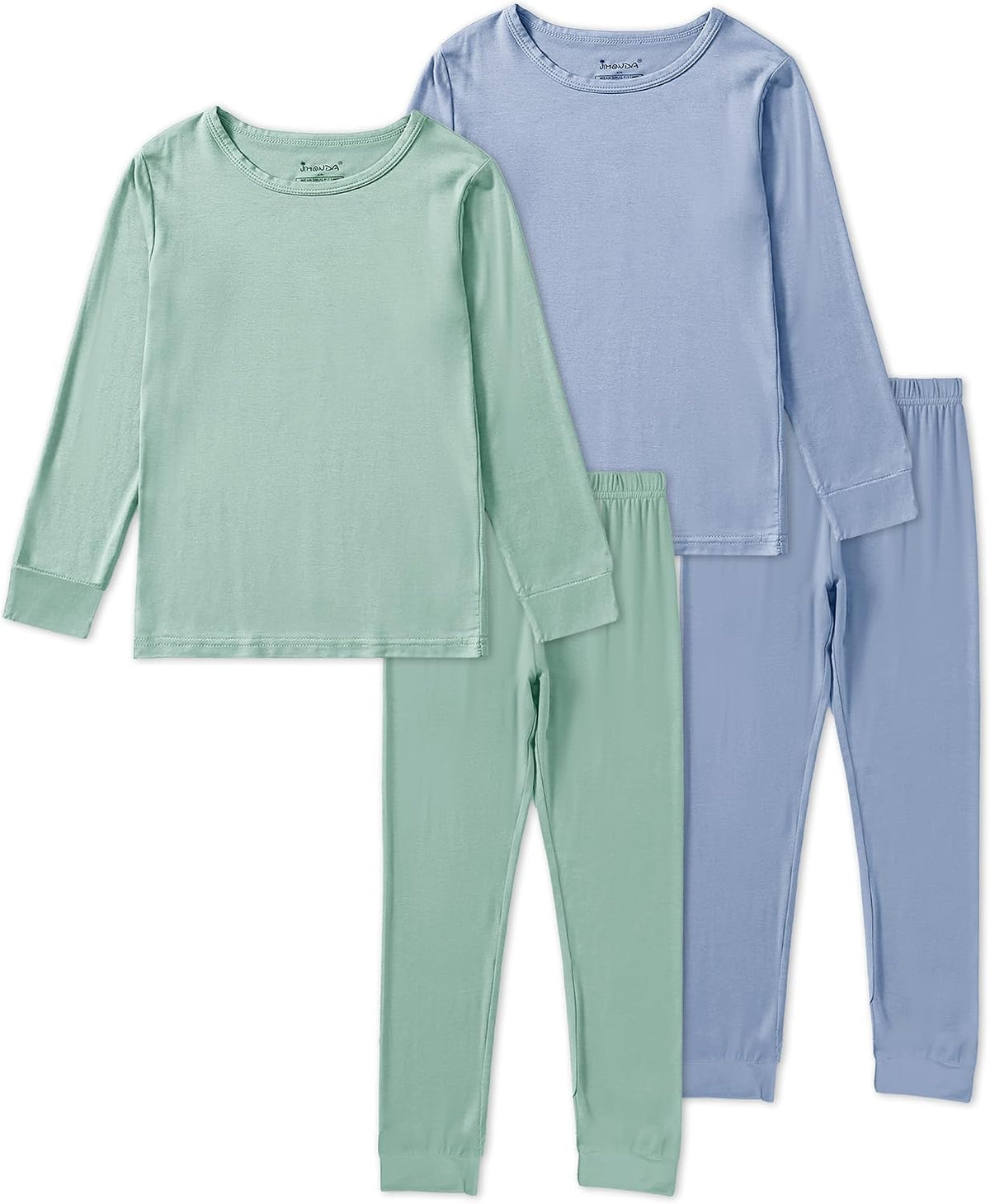 Jimonda Baby Boys Girls Pajama Sets Toddler Long Sleeve Sleepwear Sets Rayon from Bamboo Pajamas Sets 4pcs PJs 18M-8Y