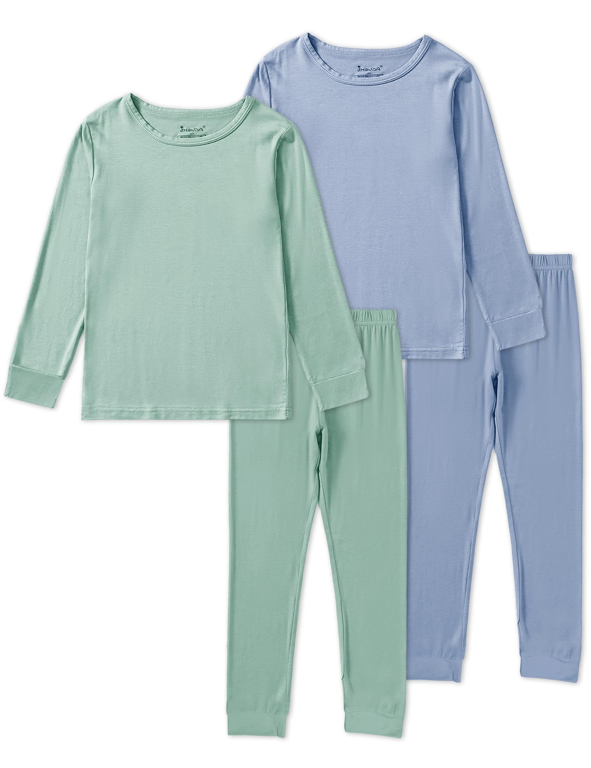 Jimonda Baby Boys Girls Pajama Sets Toddler Long Sleeve Sleepwear Sets Rayon from Bamboo Pajamas Sets 4pcs PJs 18M-8Y