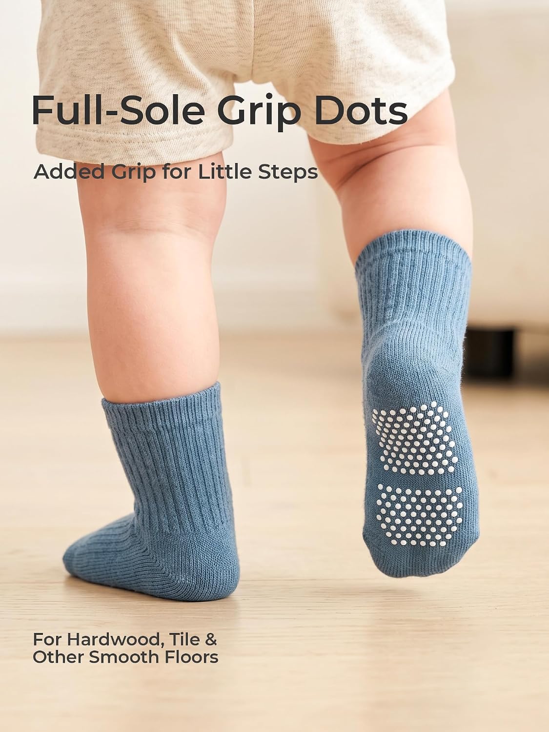 Baby Toddler Essentials Non-Slip Crew Socks for Unisex Boys Girls