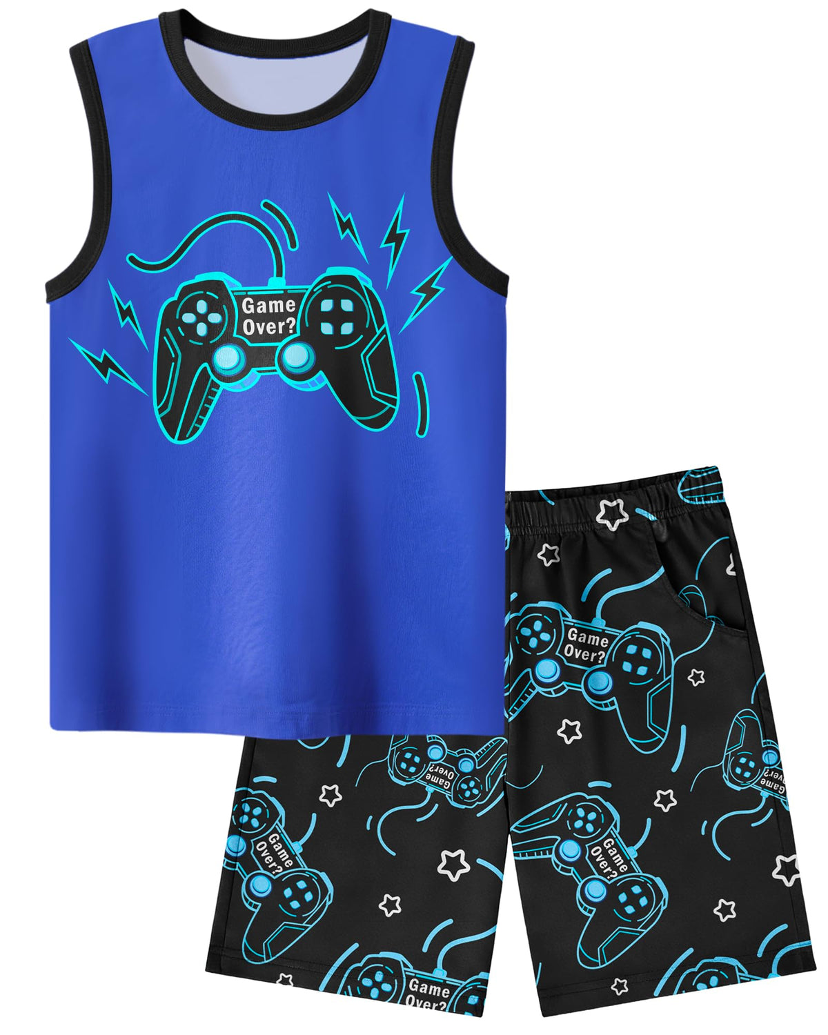Fiodrimy Boys Pajamas Big Boys Pjs Set 2-Piece ank Top & Shorts Sleepwear Cute Comfy Kid Clothes Size 8-16