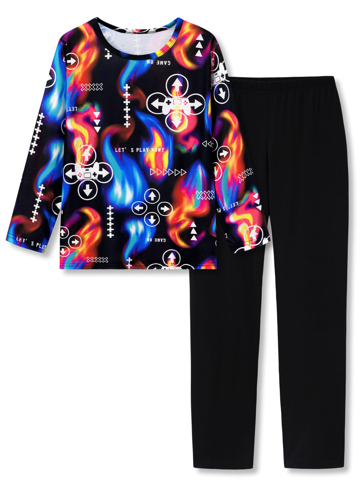 Tebbis Boys Comfy Trendy Print Long Sleeve & Pants Pajama Set Sizes 6-18