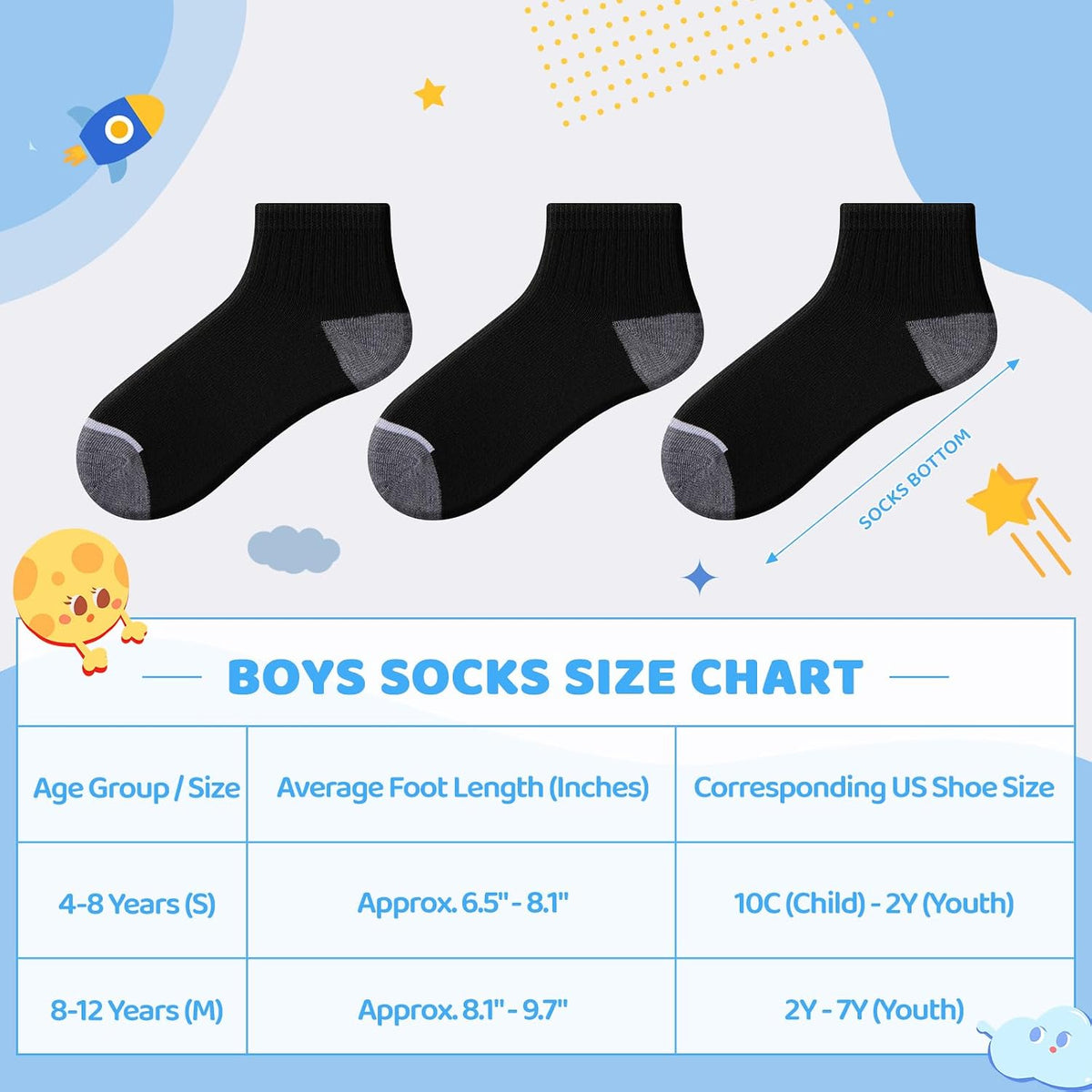 20-40 Pairs Boys Girls Ankle Socks, Thin Breathable Athletic Quarter Kids Socks Aged 4-12