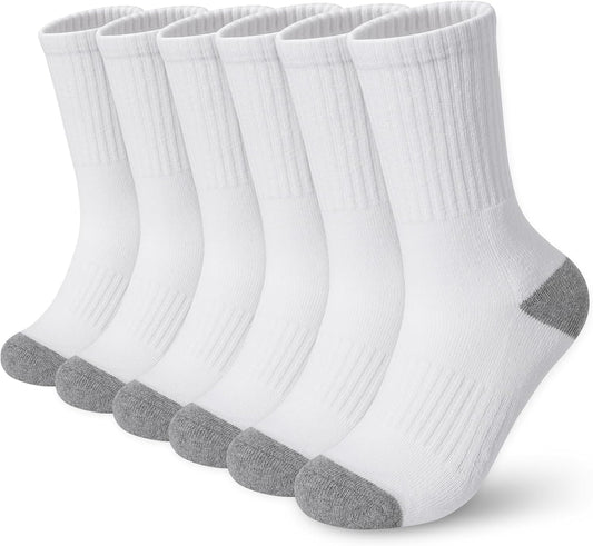 BOOPH Kids Boys Girls Athletic Crew Socks Thick Cotton Socks 5-14 Years