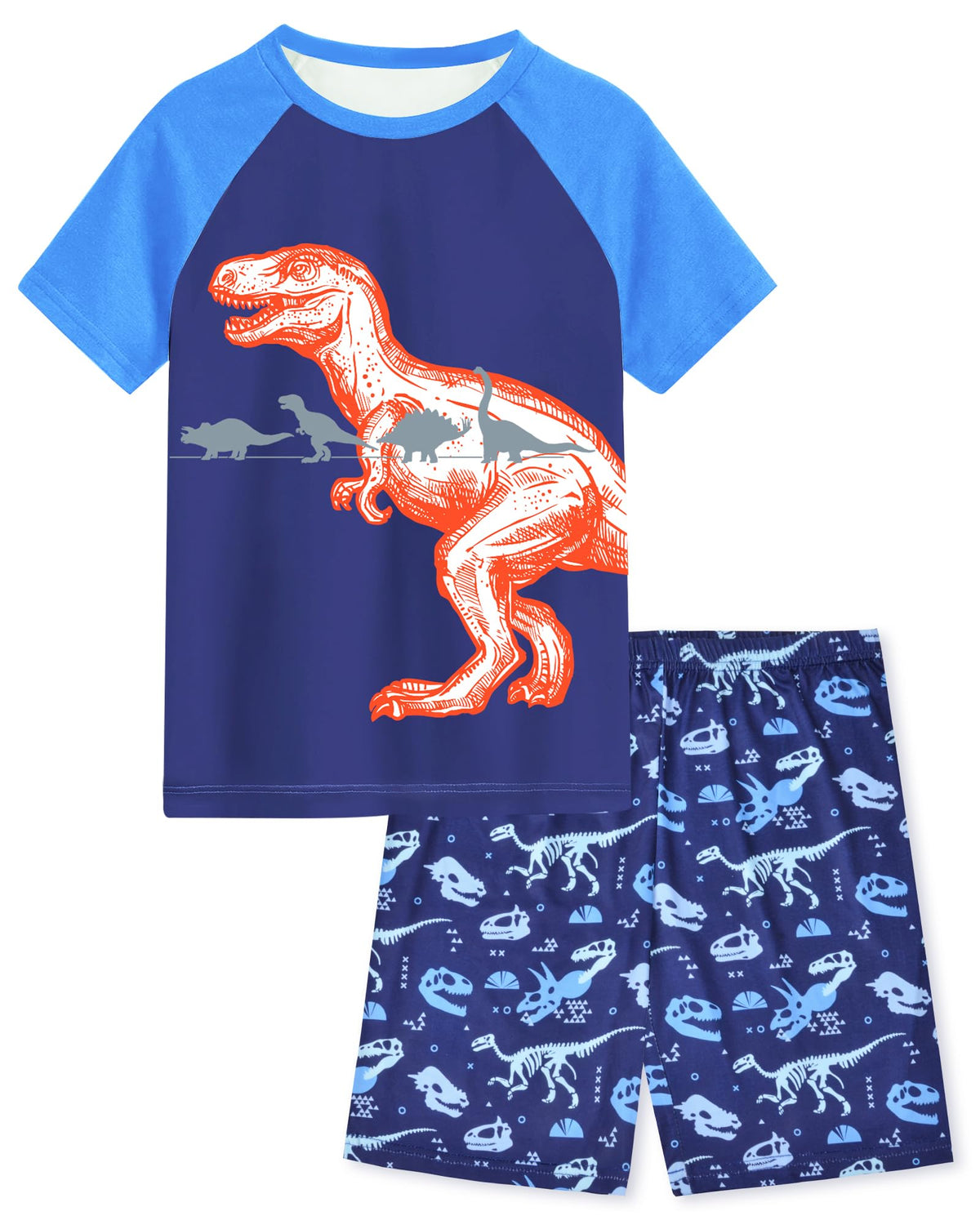 Fiodrimy Boys Pajamas Toddler Boys Summer Pajamas Dinosaur 2 Piece Short Sleeves Boy Pjs Kids Sleepwear Size 3-8 Years