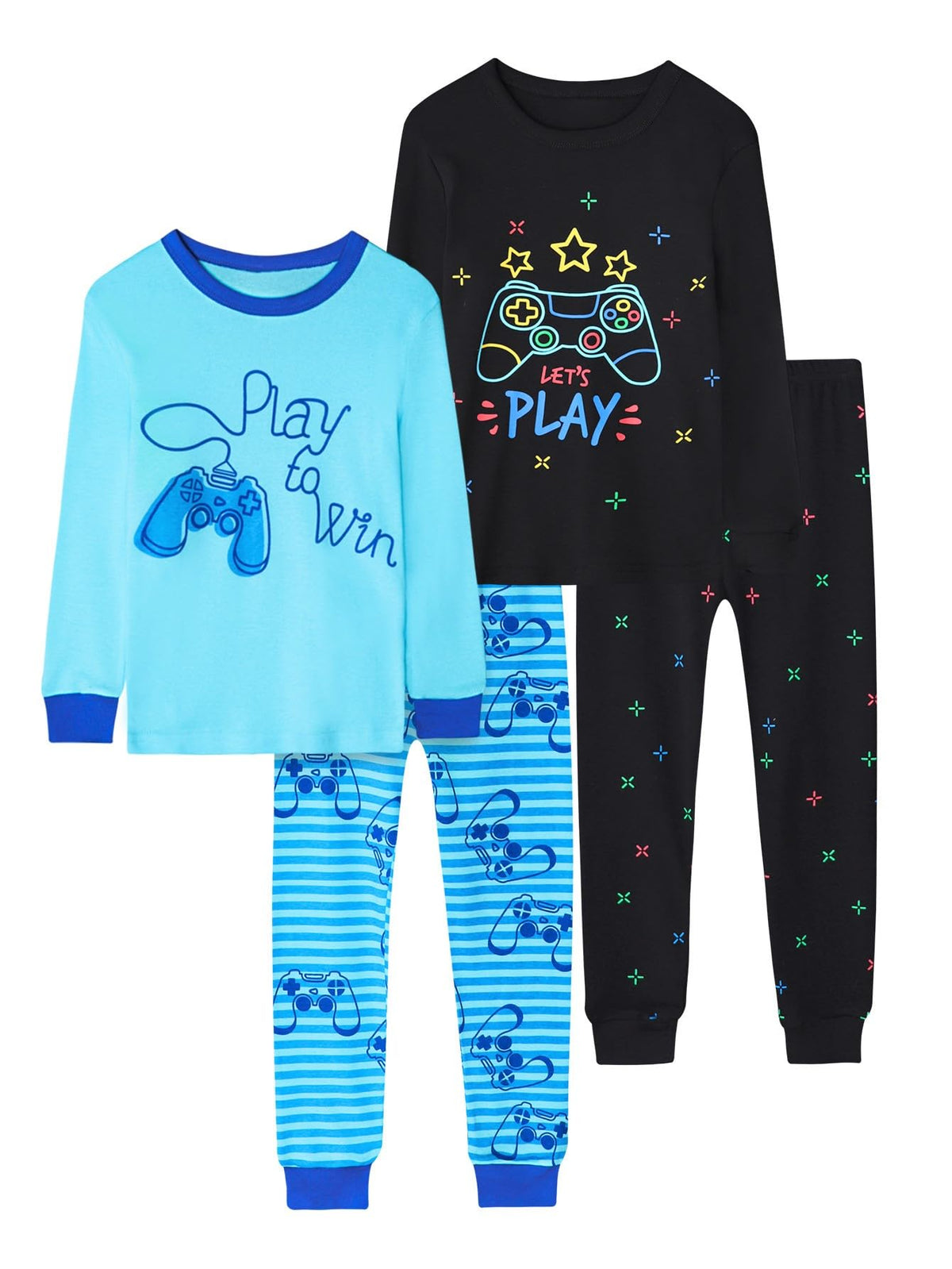 Boys 4-Piece Pajamas Cotton Christmas Halloween Pjs Set Kids Sleepwear