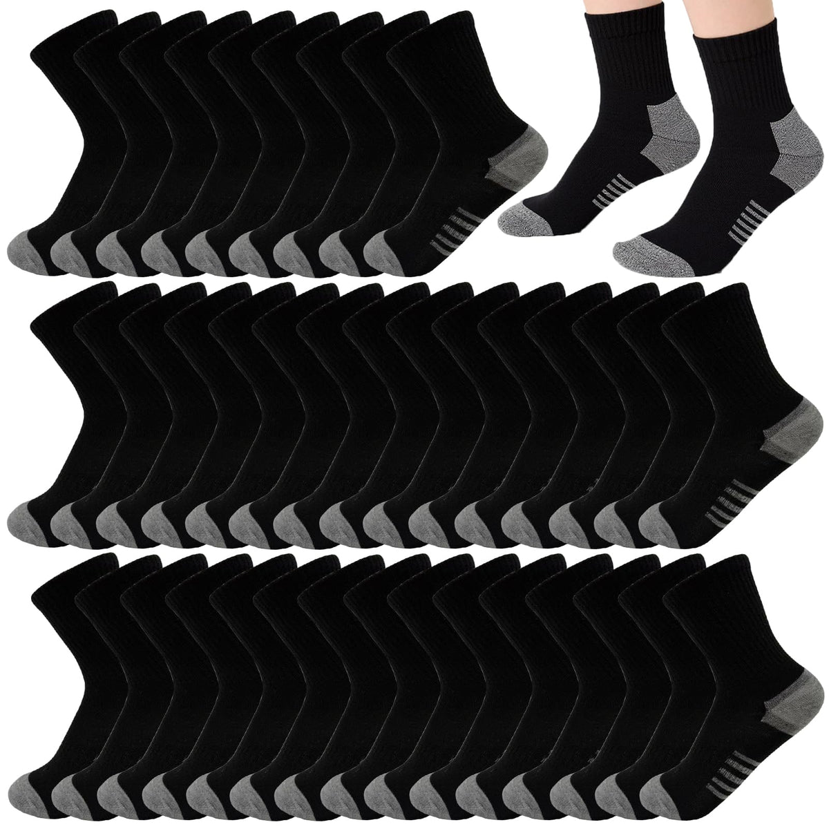 20 Pairs Crew Athletic Socks for Kids Breathable Cushion Crew Socks for Kids Sport Running Traveling