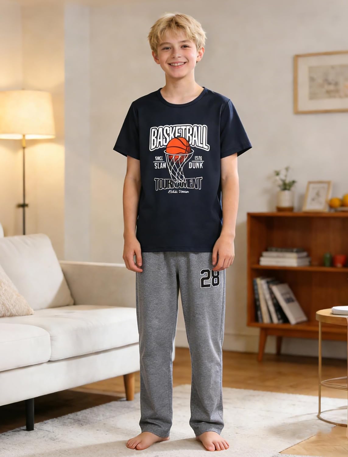 Mikrdoo Boys Pajamas 2 Piece Short Sleeve & Pants Pjs Set Soft Fun Sleepwear for Kids Size 6-16 Years
