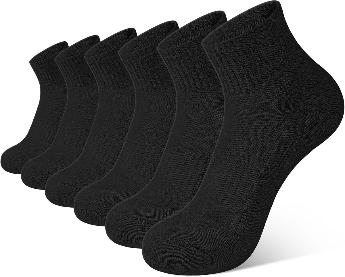 BOOPH 6 Pairs Kids Socks Boys Girls Cushioned Quarter Athletic Ankle Socks