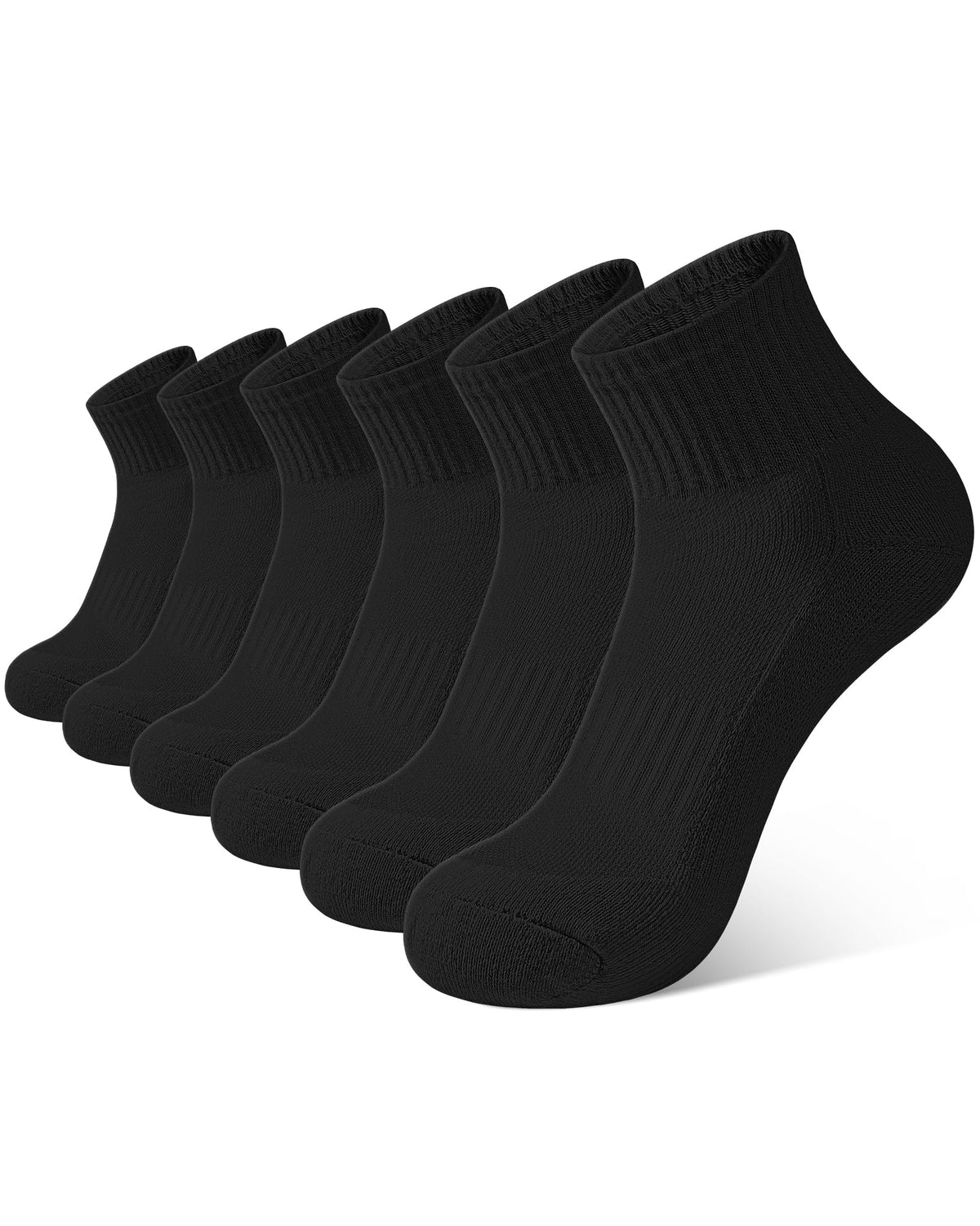 BOOPH 6 Pairs Kids Socks Boys Girls Cushioned Quarter Athletic Ankle Socks