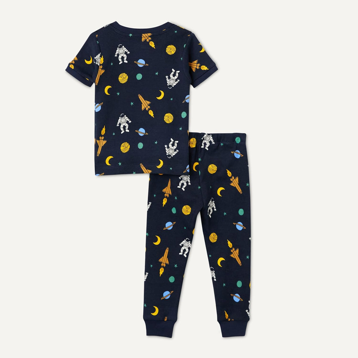 Amazon Essentials Boys' Snug-Fit Cotton Pajama Set, Short-Sleeve T-Shirt and Pants