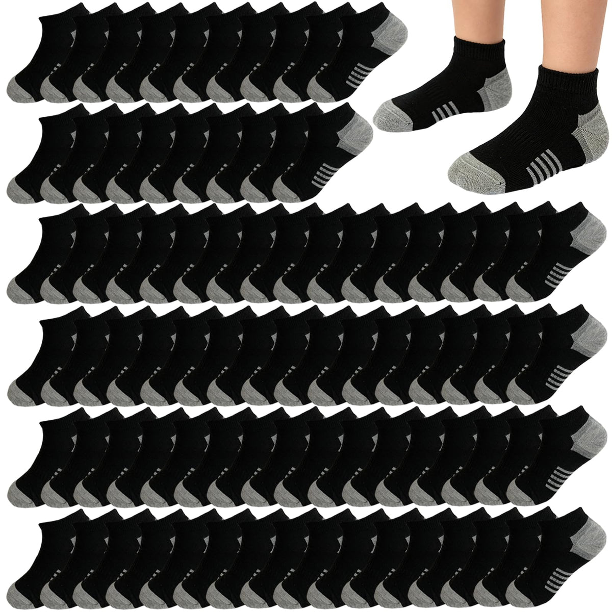 16-30 Pairs Boys Low Cut Ankle Socks Kids Crew Athletic Breathable Cushion Sole Socks for Running Hiking