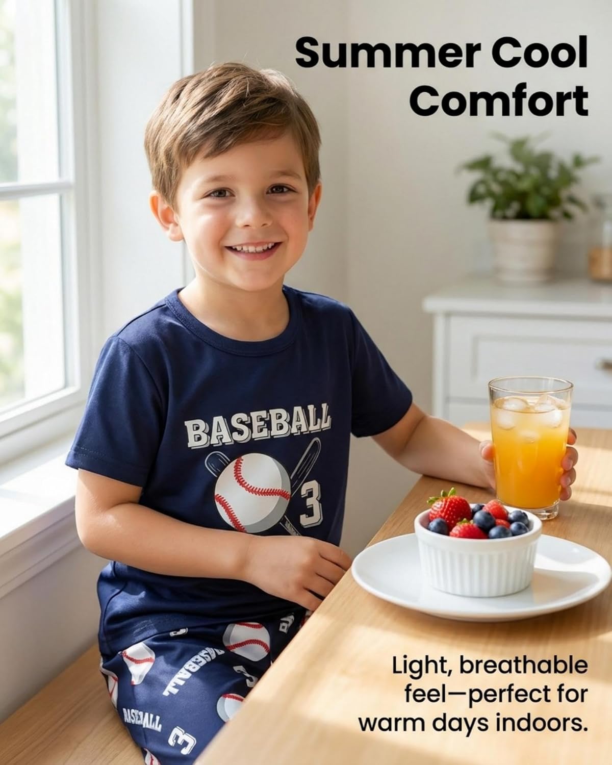 Mikrdoo Boys Pajamas Set 2Piece Short Sleeve Tops and Pants PJs Summer Sleepwear for Kids Size 2-14 Years