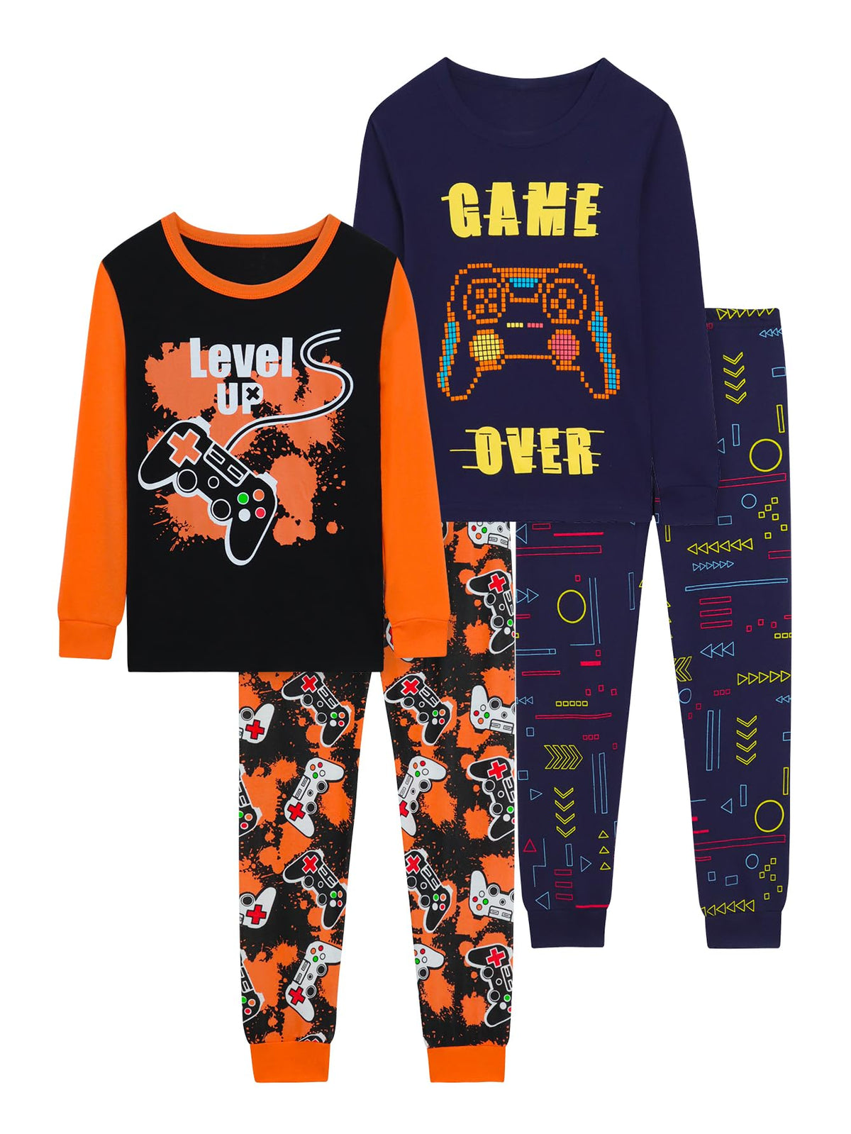 Boys 4-Piece Pajamas Cotton Christmas Halloween Pjs Set Kids Sleepwear