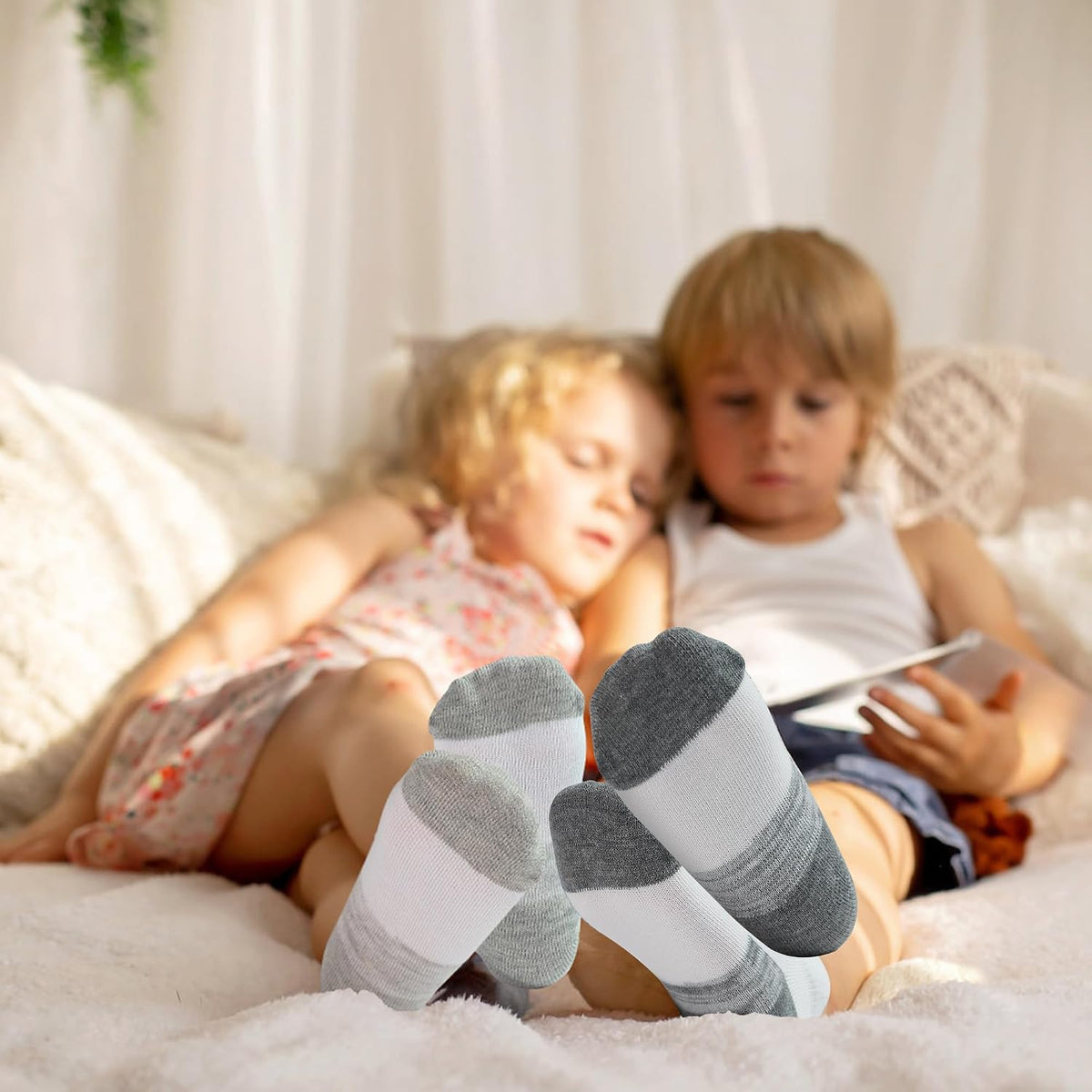 20 Pairs Boys Ankle Socks, Unisex Low Cut School Socks Ages 1-14