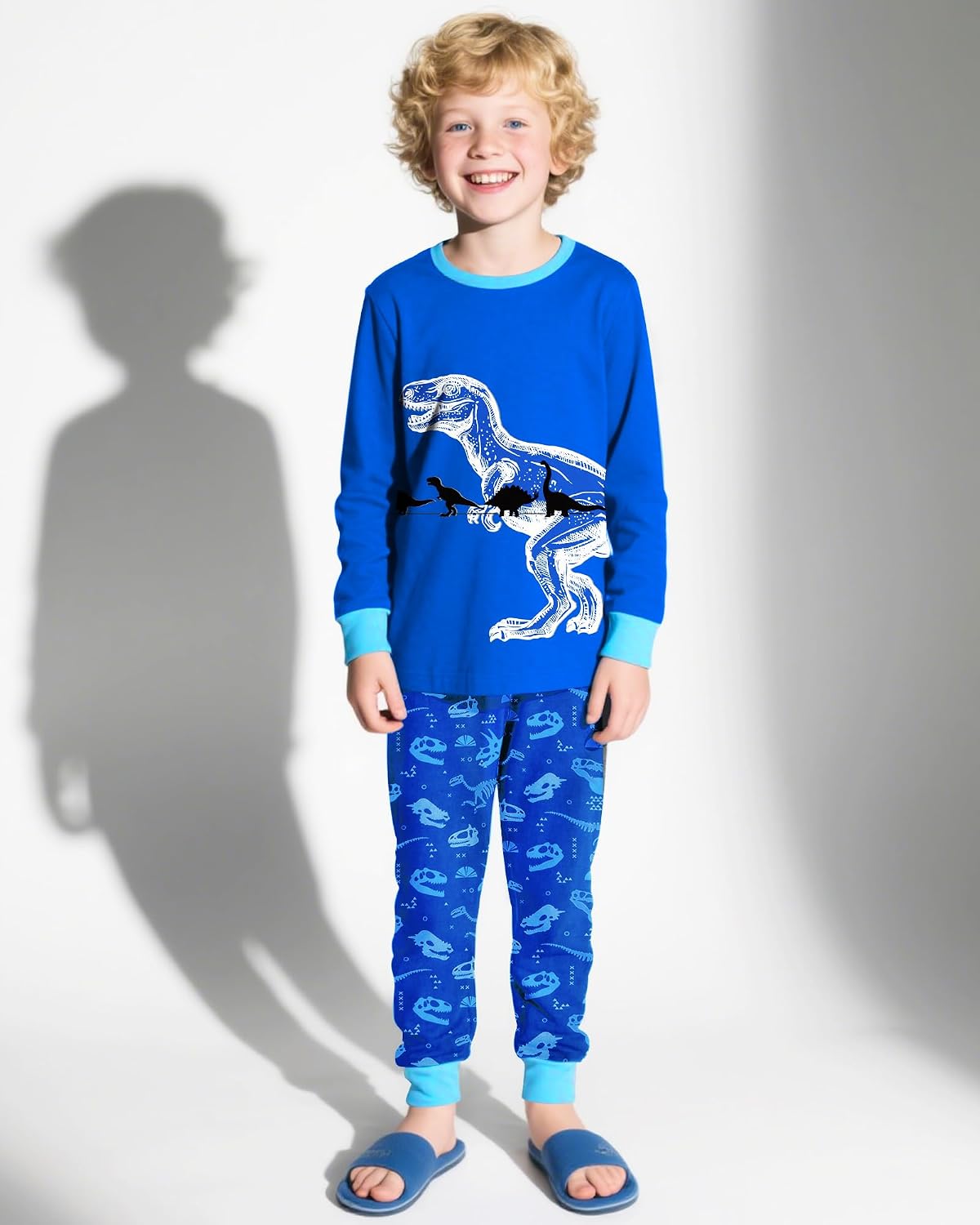 PASHOP 2 Piece Boys Pajamas Kids Long Sleeve Top and Pants Pajamas Pjs Sleepwear Set for Toddler Little Boys 3-10 Years