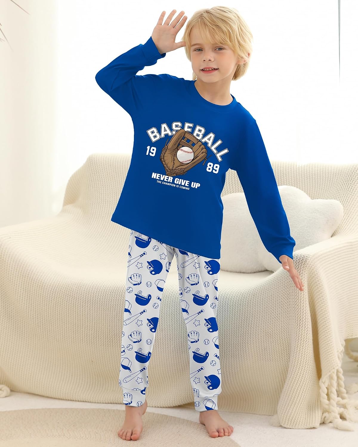 Mikrdoo Boys Pajamas 2 Piece Long Sleeve Top and Pants Set Kids 6-16Y