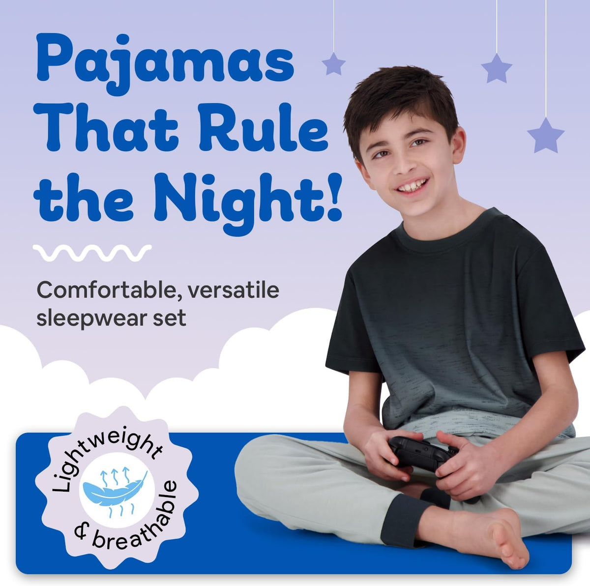 US Angels Boys Pajamas Set | 3-Piece Pant, Shirt, Shorts Sleepwear Pjs for Kids | Loose Fit, Soft, Breathable Blue Plaid