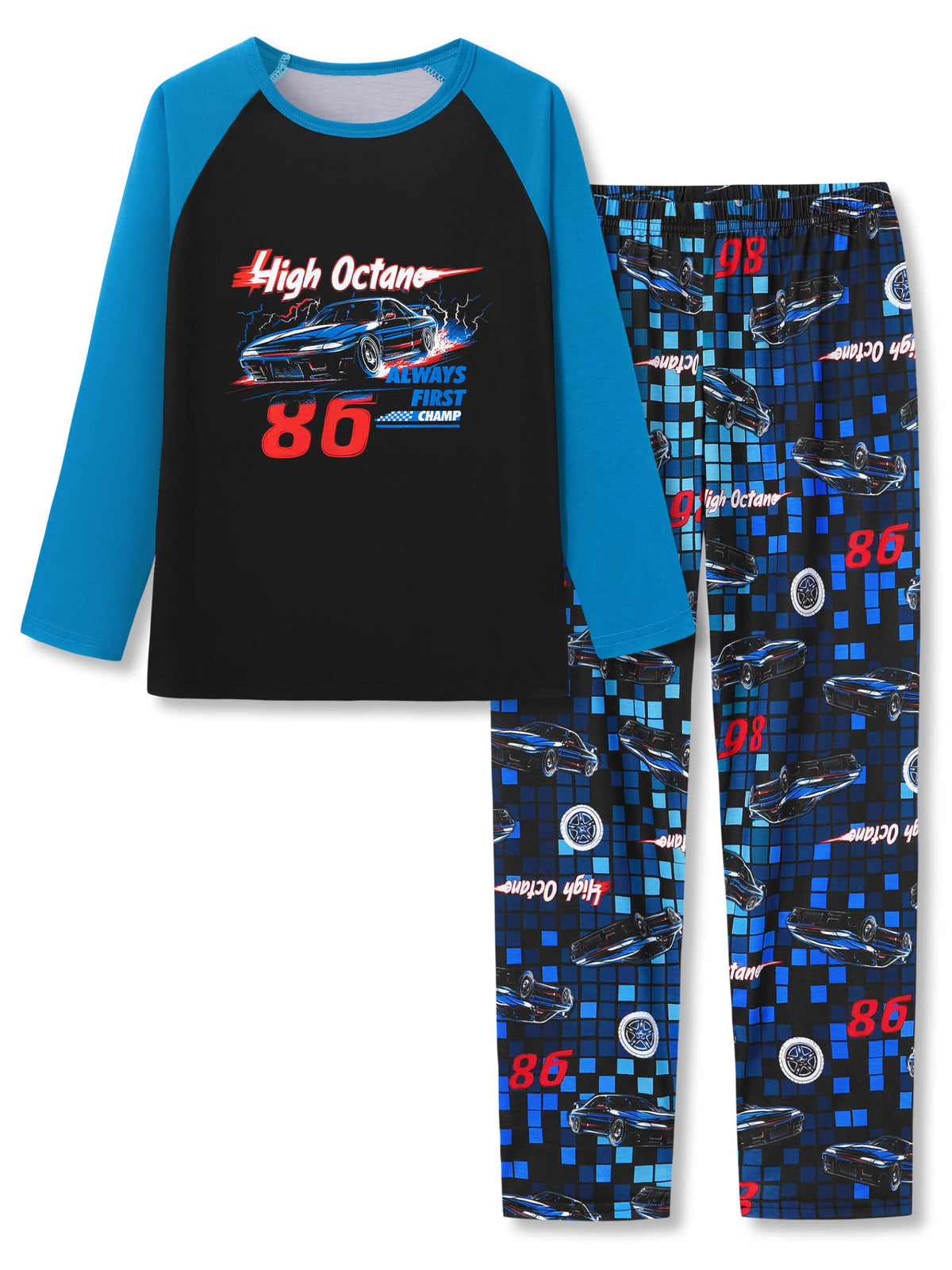 Tebbis Boys Comfy Trendy Print Long Sleeve & Pants Pajama Set Sizes 6-18