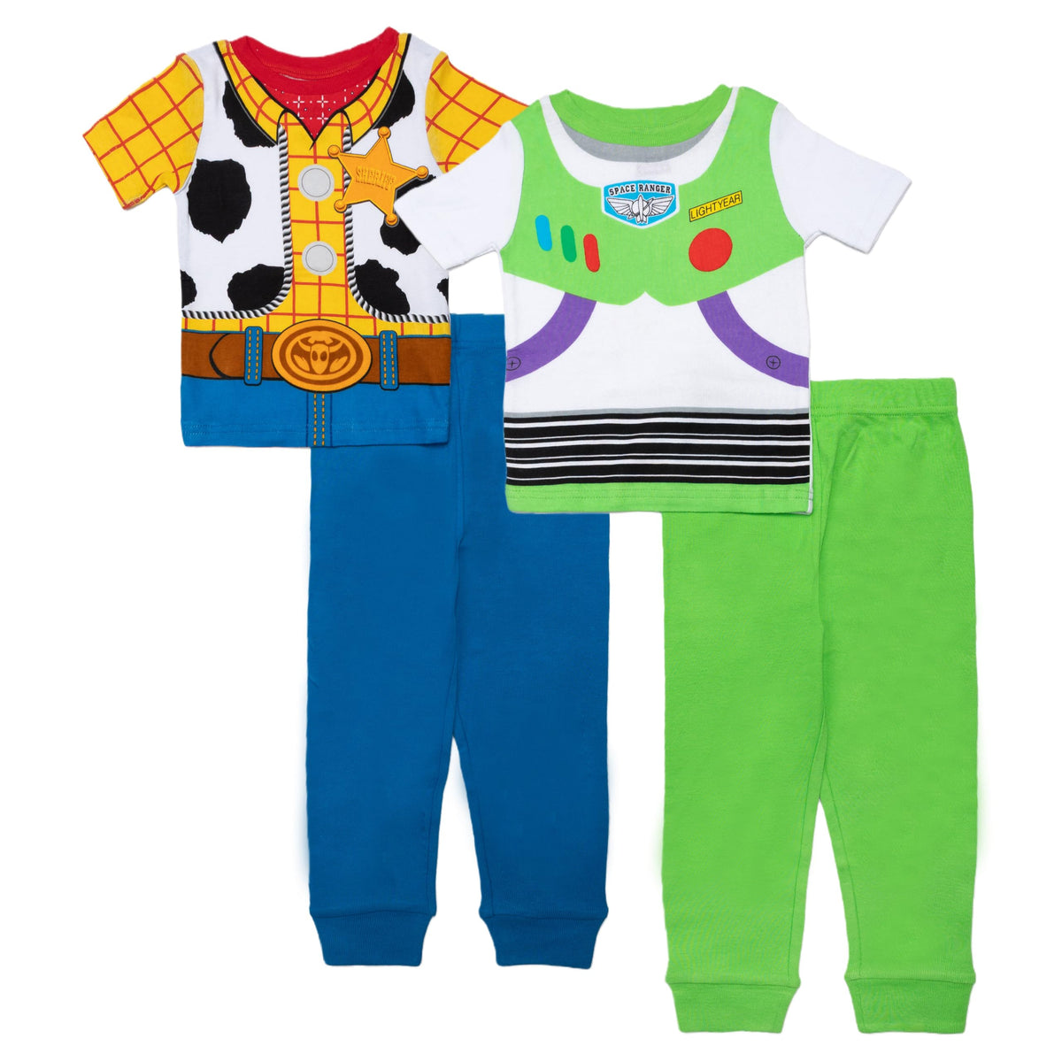 Disney Boys' 4-Piece Snug-fit Cotton Matching Comfortable Pajama Set, Soft & Cute for Kids