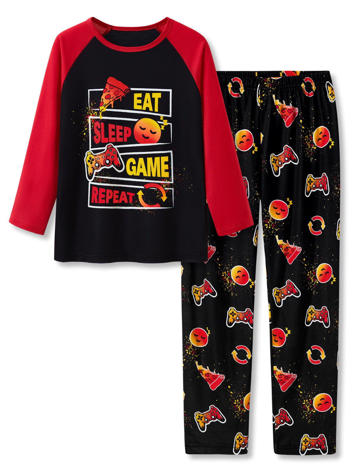 Tebbis Boys Trendy Graphic Long Sleeves & Pants Winter Pajamas Sizes 6-18