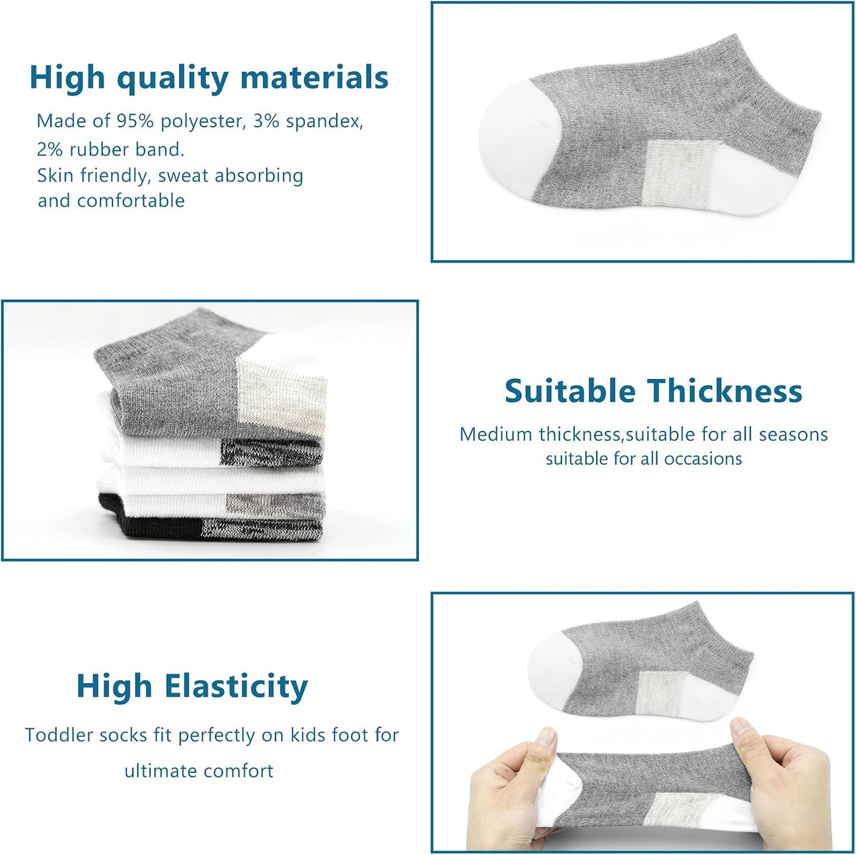 20 Pairs Boys Ankle Socks, Unisex Low Cut School Socks Ages 1-14