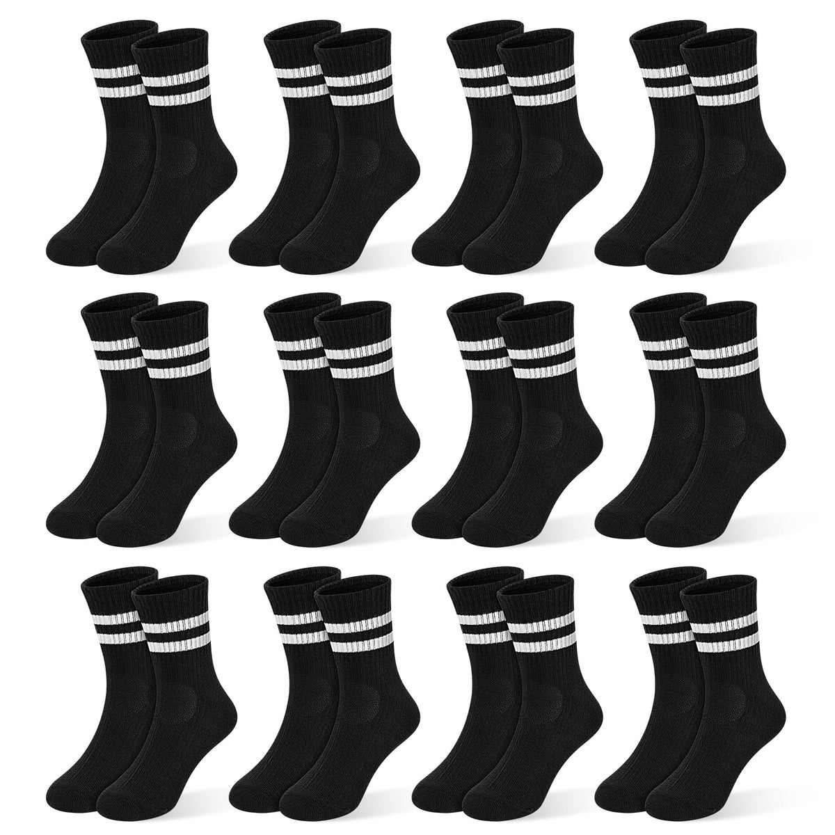 GENTABY 12 Pairs Boys Crew Socks, Kids Athletic Stripes Socks Toddler 1-12Y