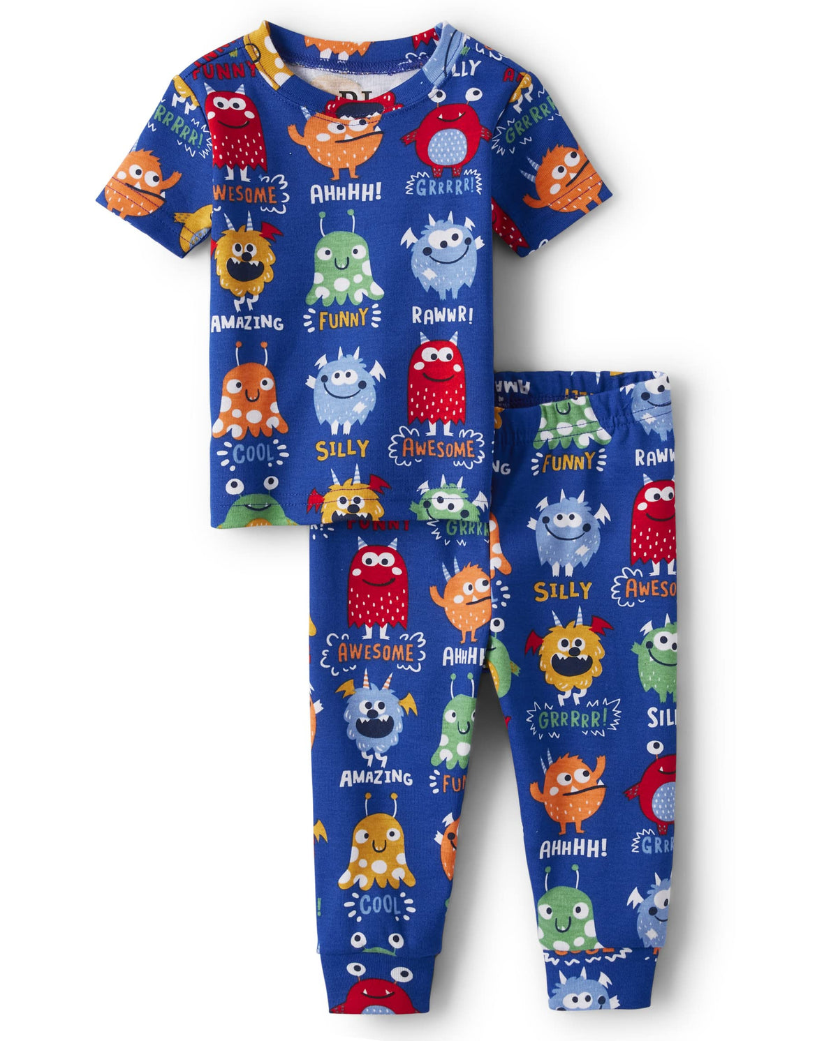 The Children's Place Baby Boys' Snug Fit 100% Cotton Short Sleeve Top and Pants 2 Piece Pajama Set