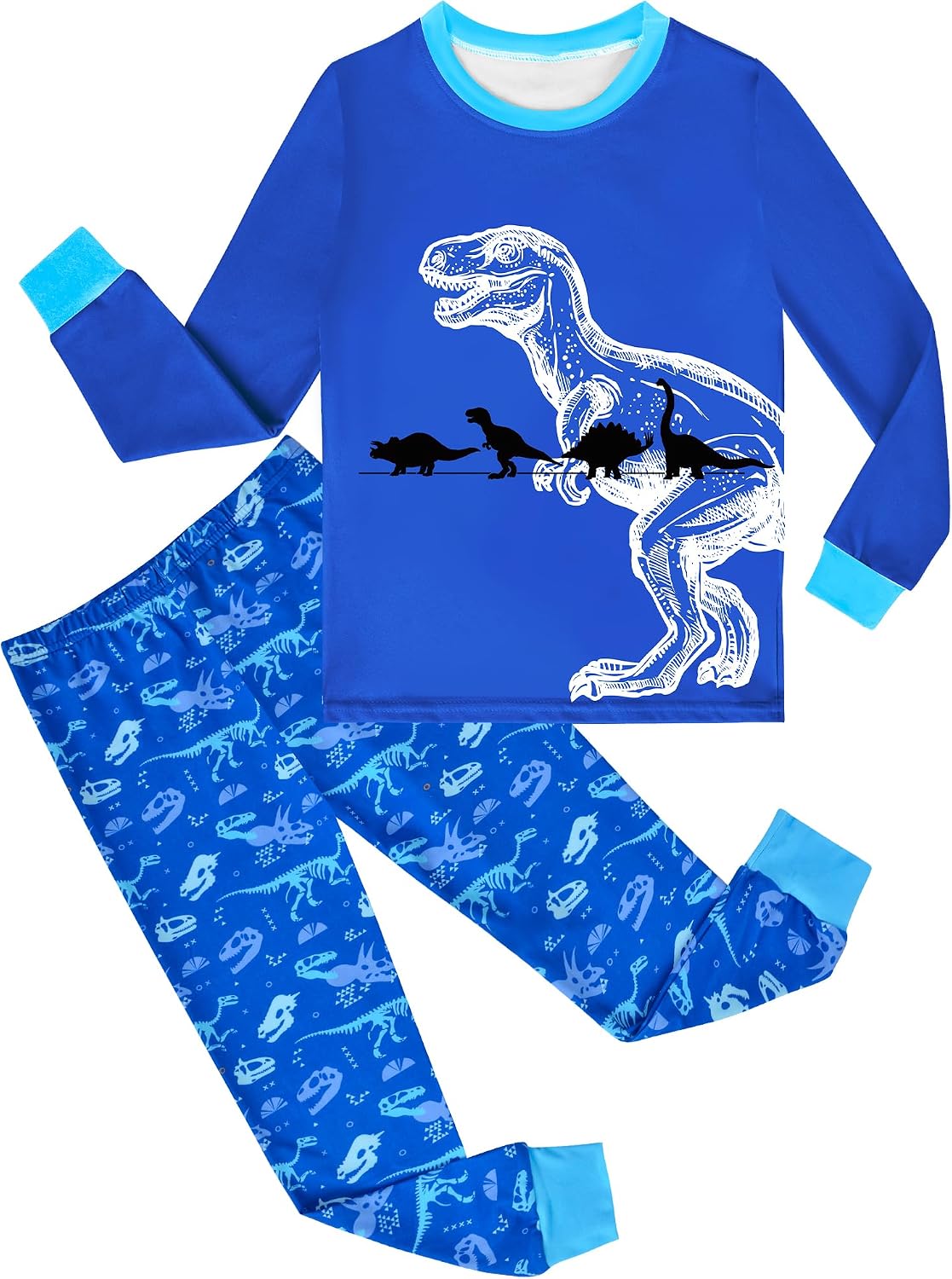 PASHOP 2 Piece Boys Pajamas Kids Long Sleeve Top and Pants Pajamas Pjs Sleepwear Set for Toddler Little Boys 3-10 Years