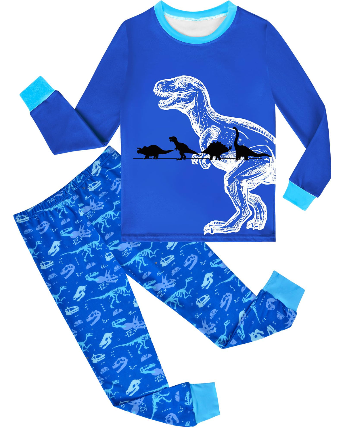 PASHOP 2 Piece Boys Pajamas Kids Long Sleeve Top and Pants Pajamas Pjs Sleepwear Set for Toddler Little Boys 3-10 Years