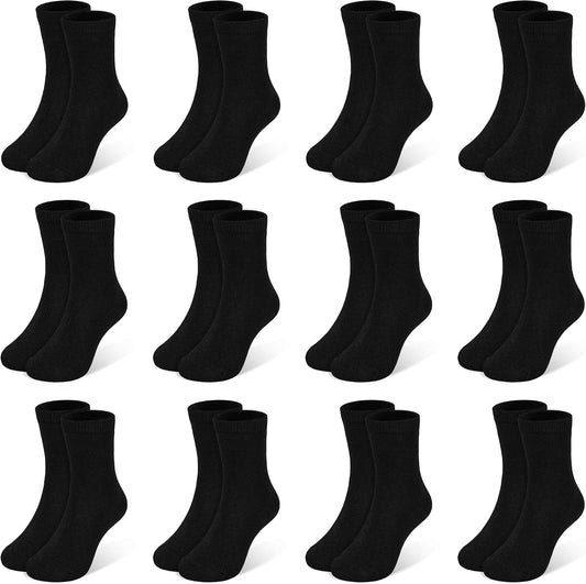 Kids Socks 12 Pairs Crew Socks for Toddler Boys Girls 1-14 Years
