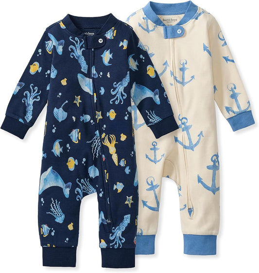Burt's Bees Baby Unisex Sleep and Play Pajama, Footless One-Piece Zipper PJ
