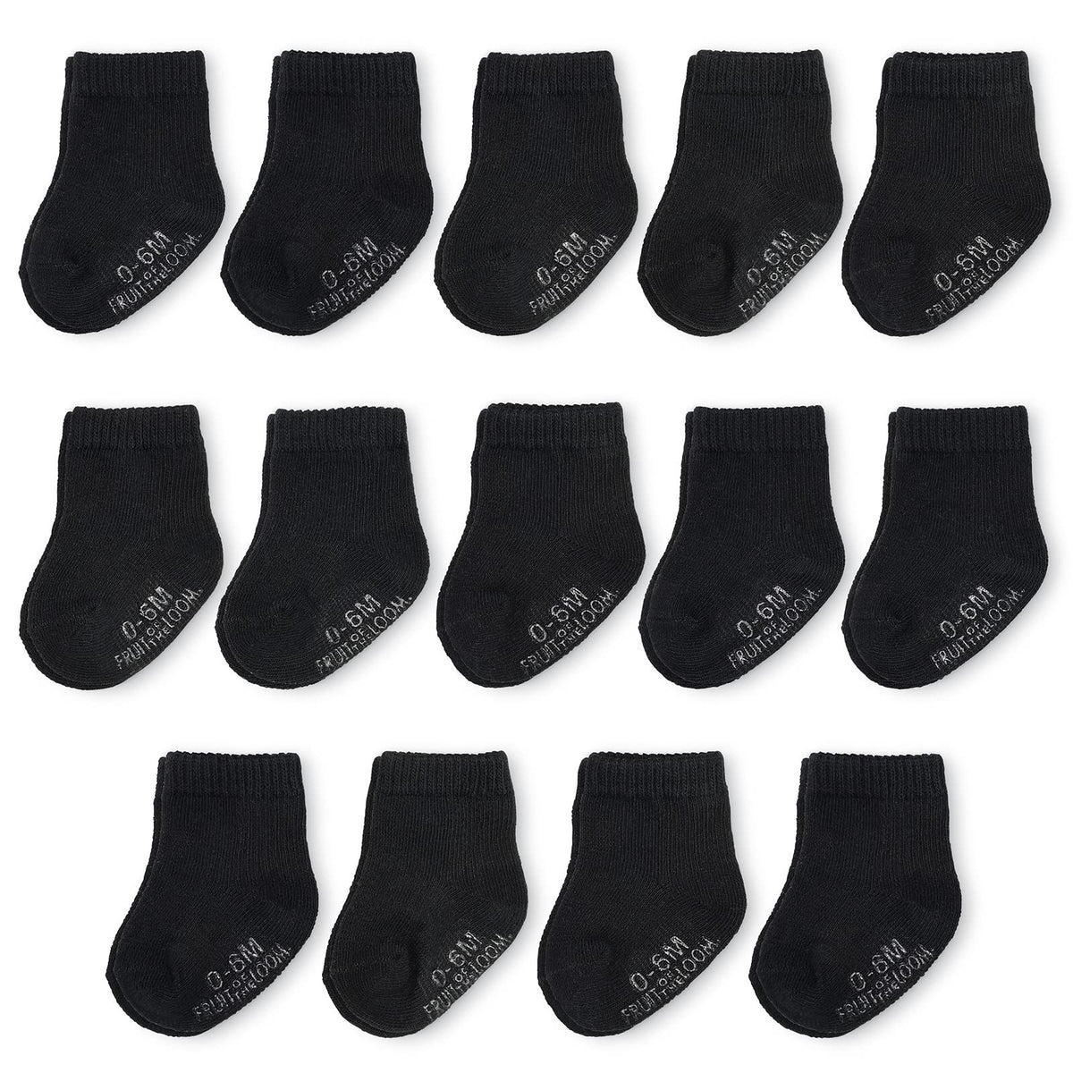 Fruit of the Loom Baby & Toddler Grow & Fit Flex Zones Cotton Stretch Socks - Unisex, Girls, Boys