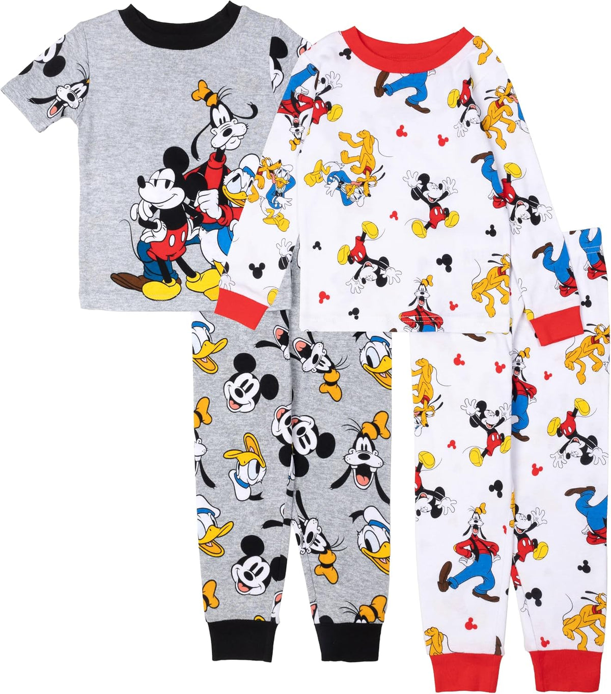 Disney Boys' 4-Piece Snug-fit Cotton Matching Comfortable Pajama Set, Soft & Cute for Kids