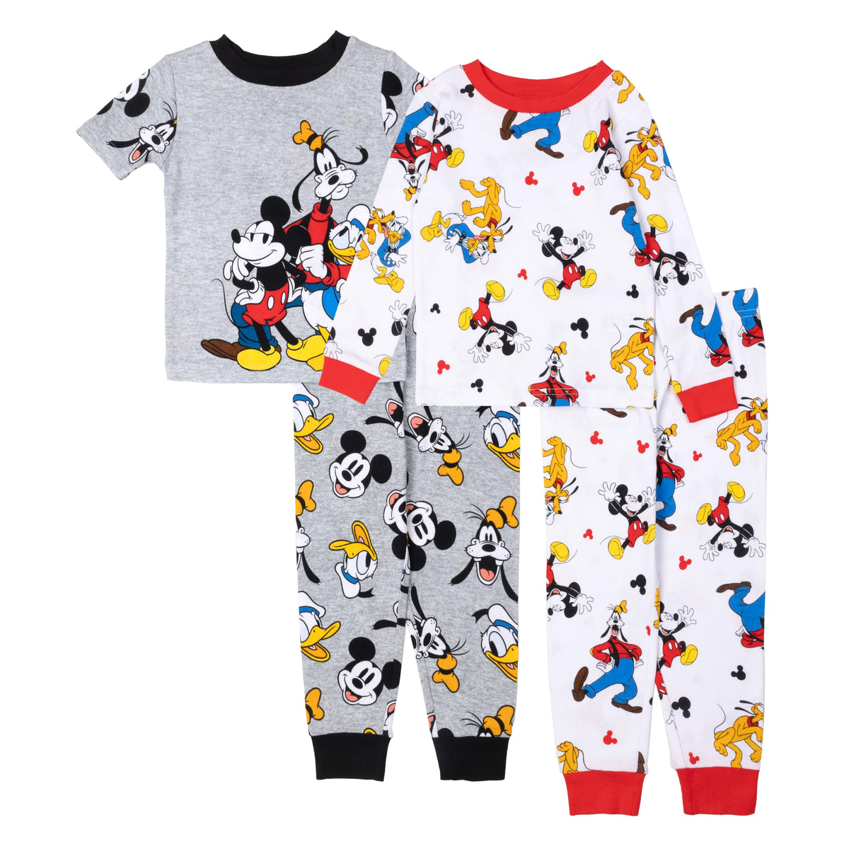 Disney Boys' 4-Piece Snug-fit Cotton Matching Comfortable Pajama Set, Soft & Cute for Kids
