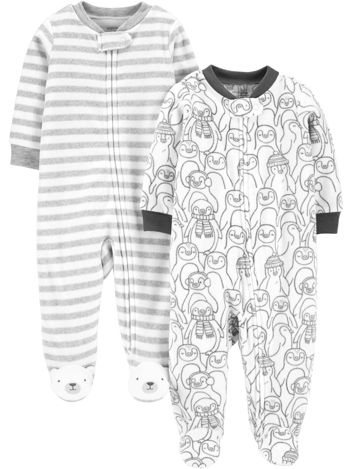 Simple Joys by Carter's Unisex Baby 2-pack Neutral Fleece Footed Sleep and Play