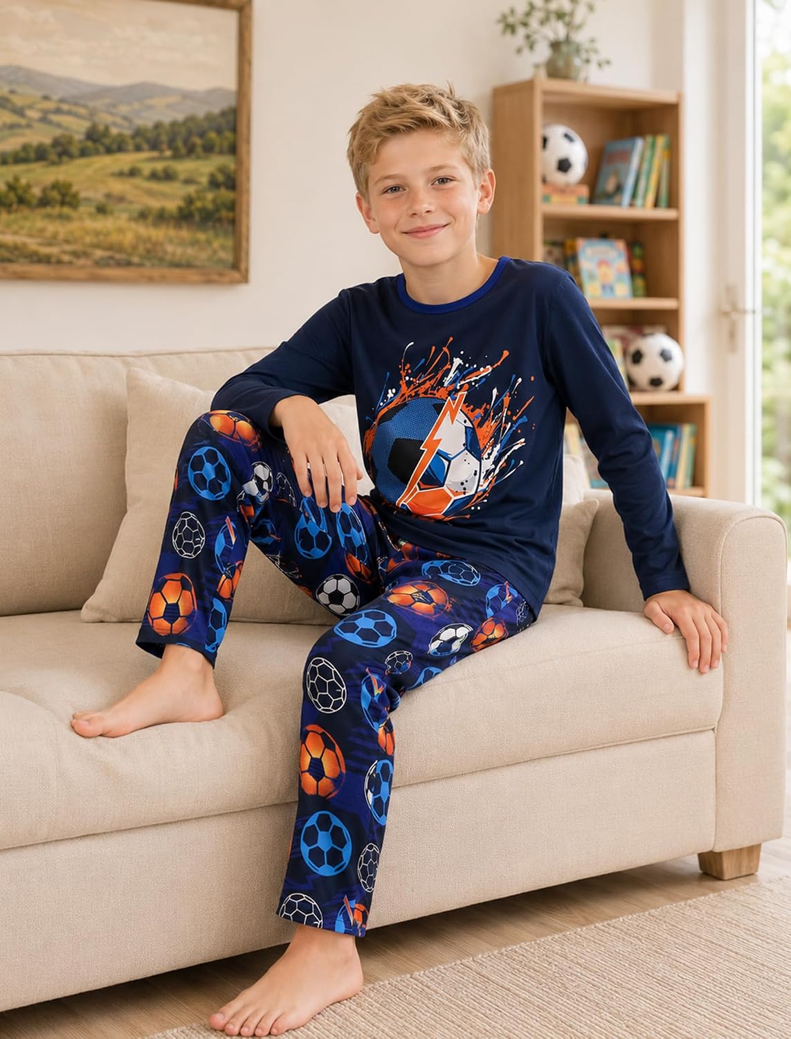 Mikrdoo Boys Pajamas Soft 2-Piece Long Sleeve Sleepwear Set 6-16 Years