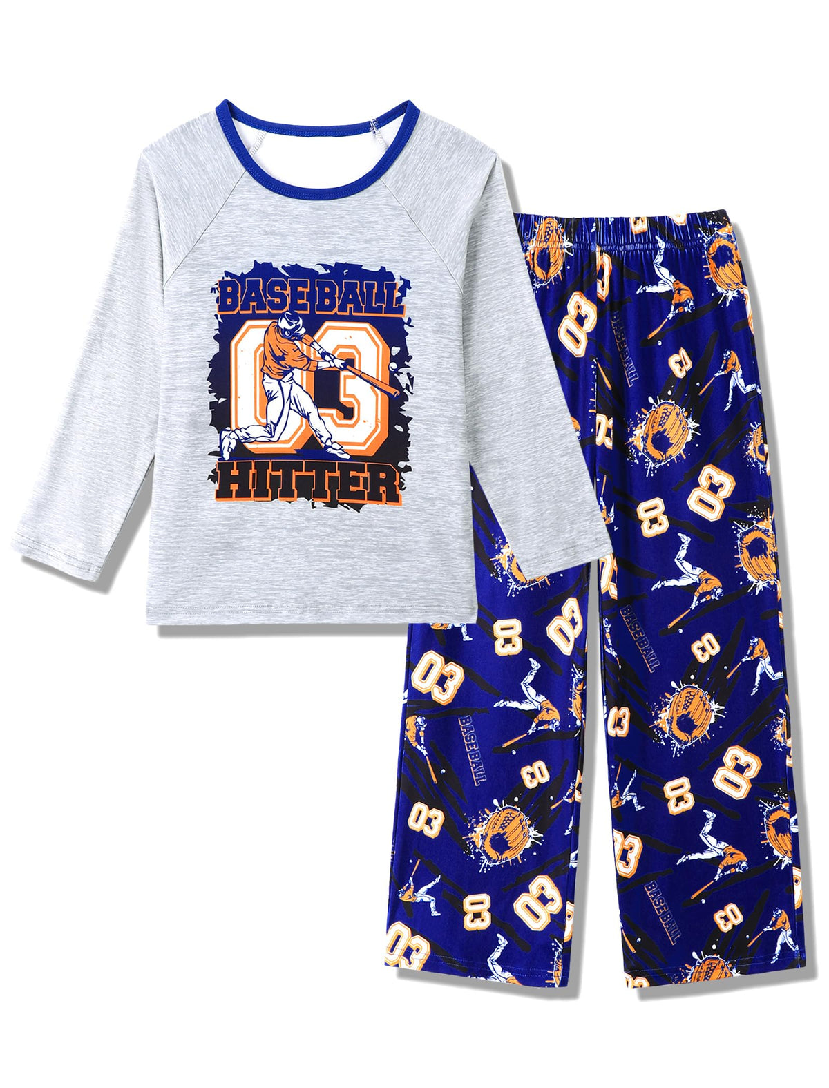 Mikrdoo Boys Pajamas Soft Stretchy Long Sleeve 2-Piece Sleep Set 6Y-16Y