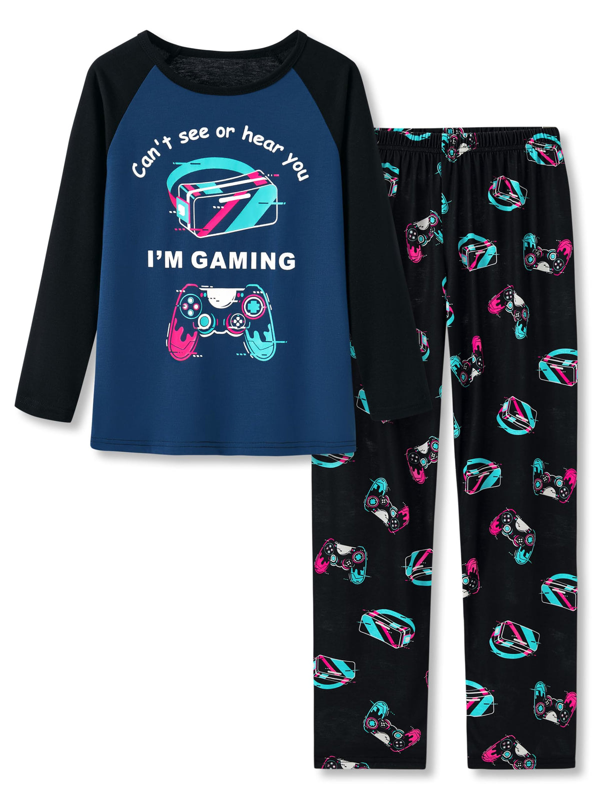 Tebbis Boys Comfy Trendy Print Long Sleeve & Pants Pajama Set Sizes 6-18