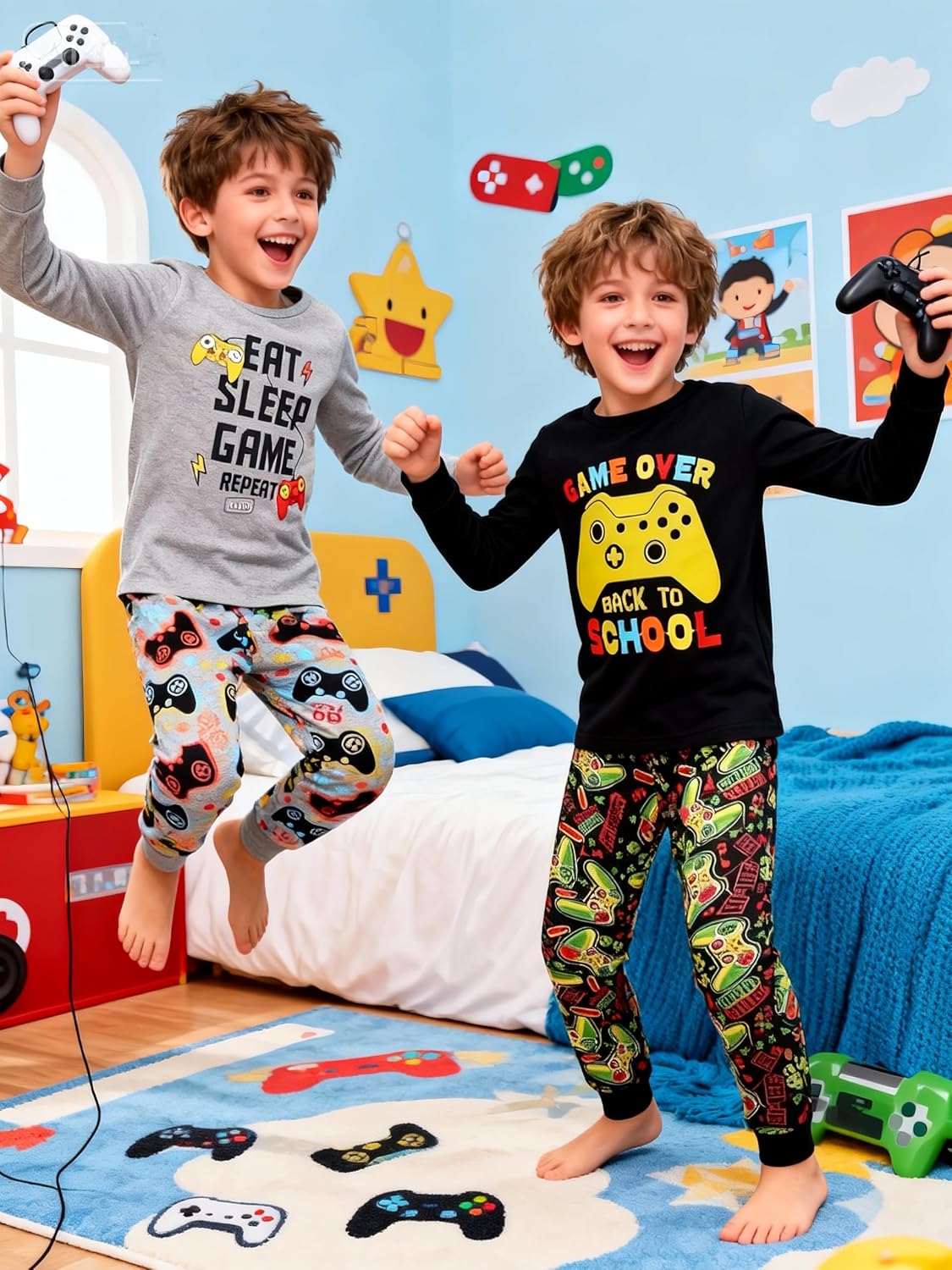 Boys Pajamas 4-Piece Pyjama Set for Kids Boys Clothes 3-12 Years PJs