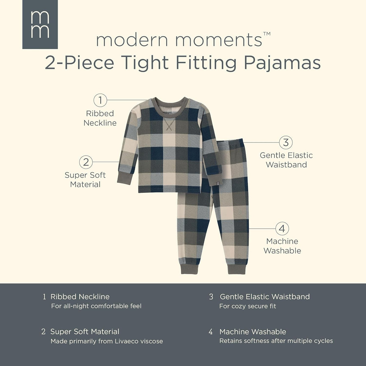 Modern Moments by Gerber Baby Toddler Hacci Snug Fit 2-piece Pajama Set