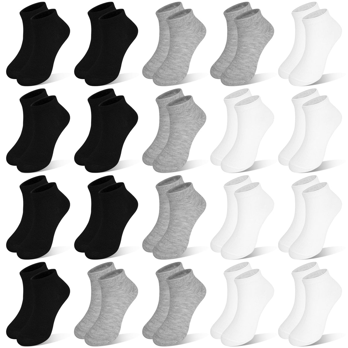 ZERULETS Kids Socks, 20 Pairs Boys Girls Low Cut Ankle Socks 1-13 Years