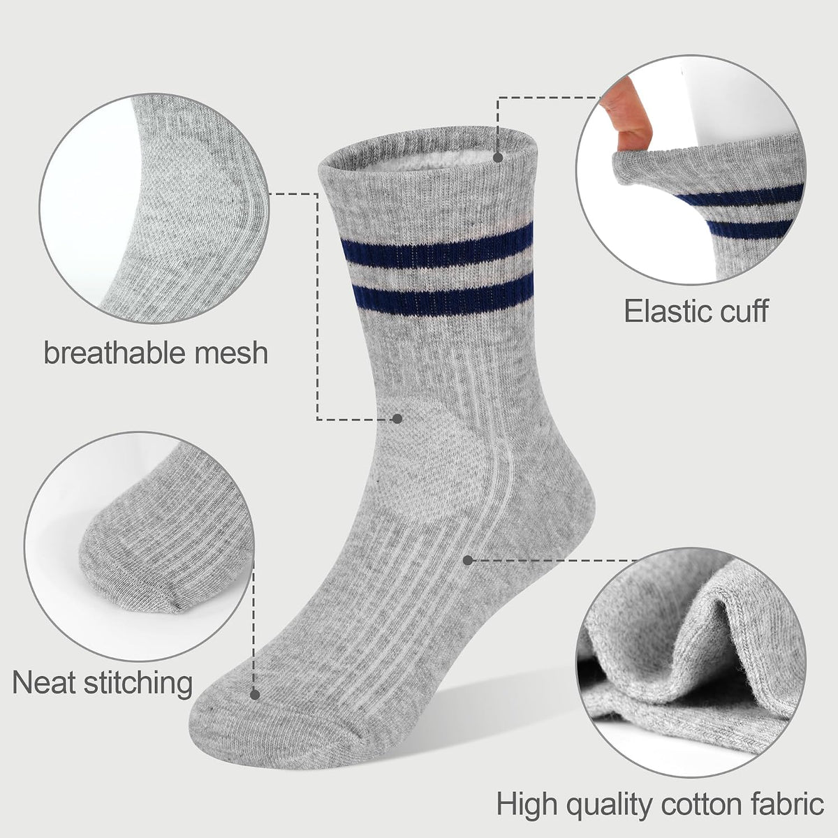 GENTABY 12 Pairs Boys Crew Socks, Kids Athletic Stripes Socks Toddler 1-12Y