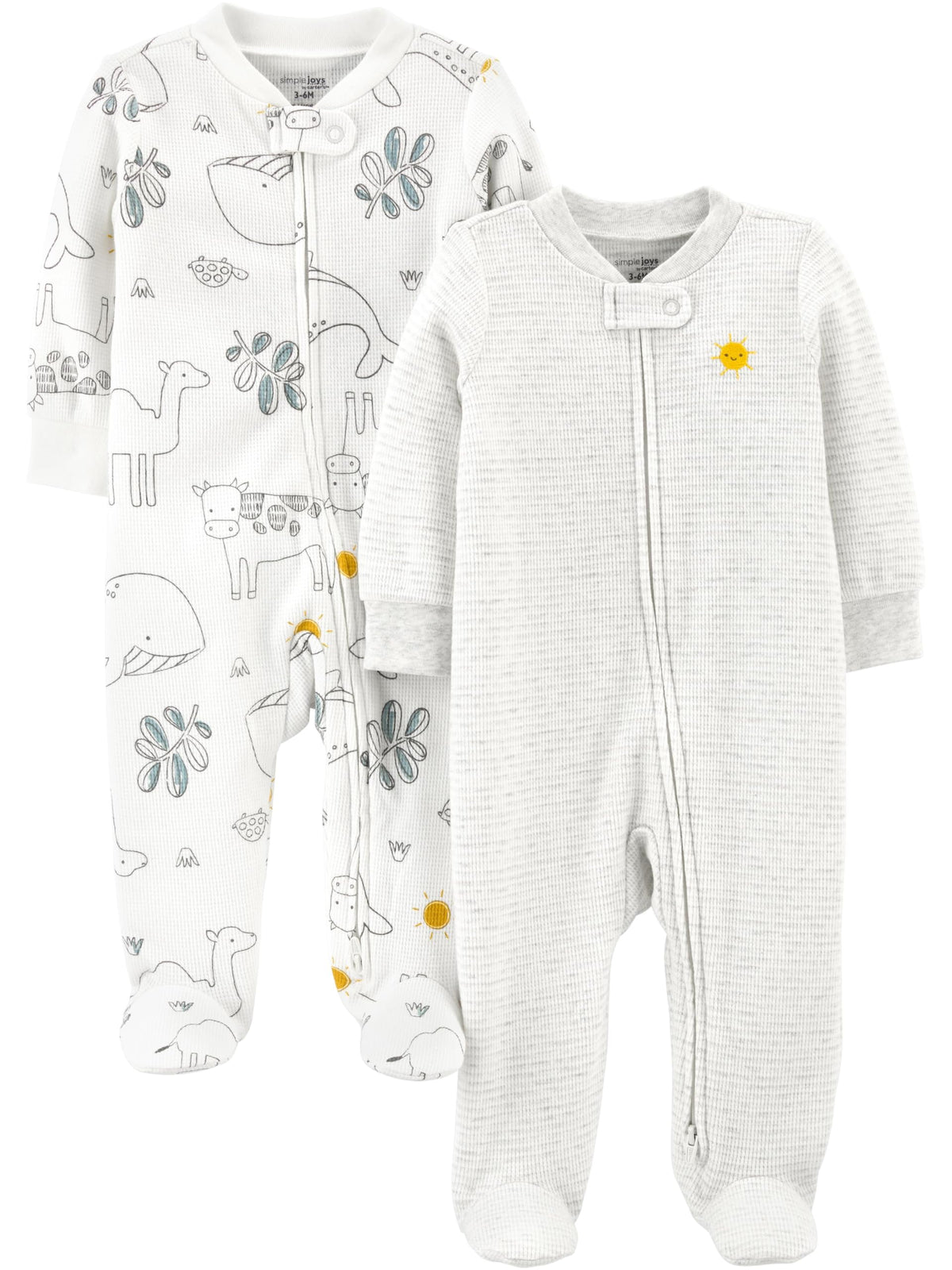 Simple Joys by Carter's Baby Boys' 2-way Zip Thermal Footed Sleep and Play, Pack of 2