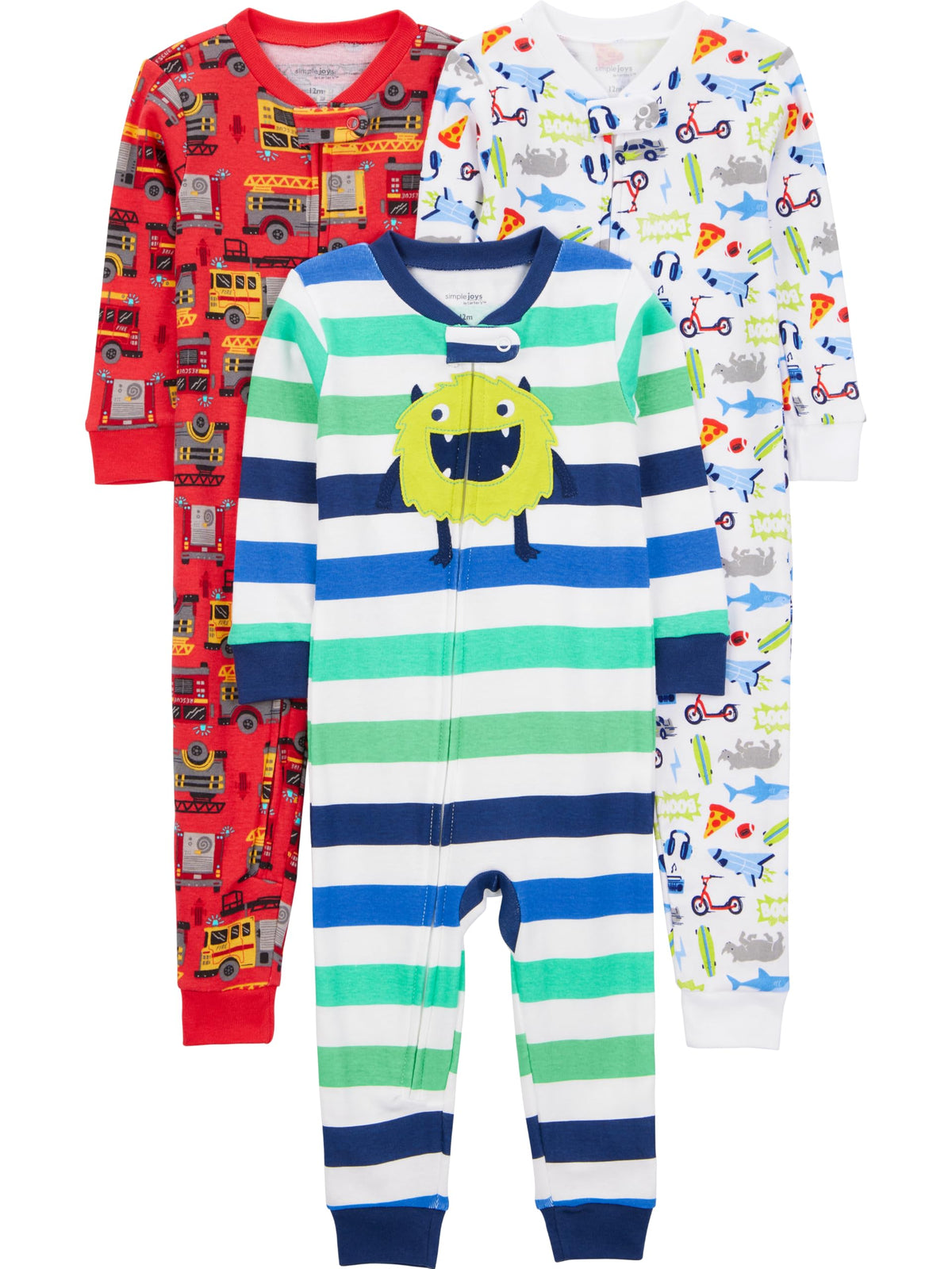 Simple Joys by Carter's Babys' 3 pack Snug Fit Footless Cotton Pajamas