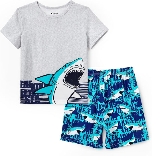 PATPAT Boys Pajamas 2 Piece PJs Set T-shirts with Shorts 6-12 Years
