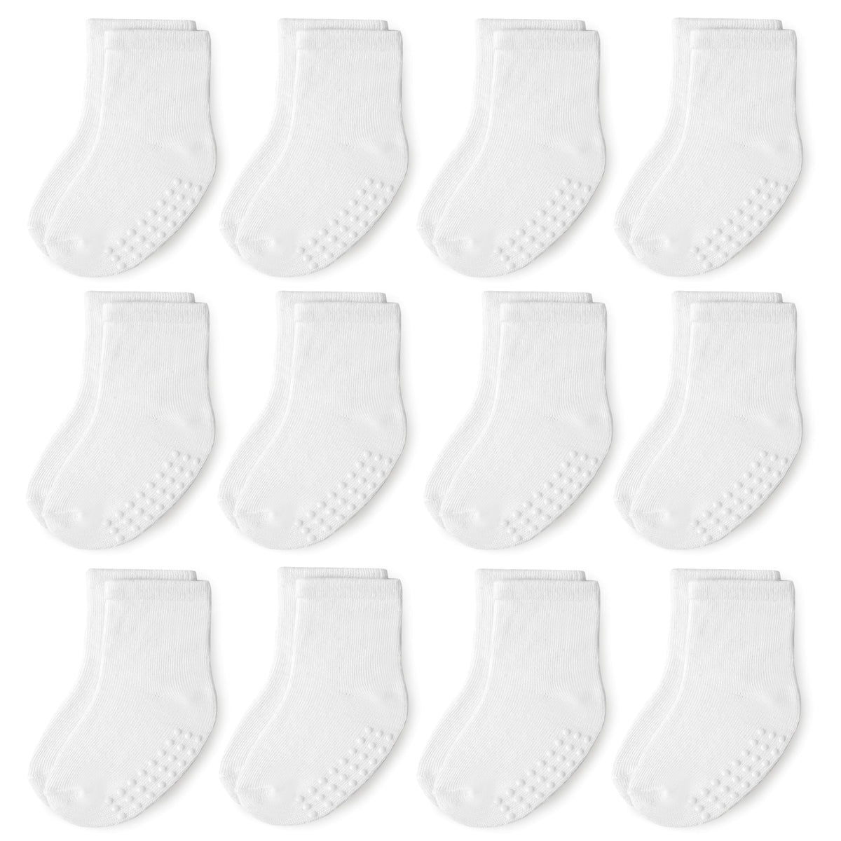 Baby Toddlers Crew Socks with Non-Slip Grip 12 Pack Cotton Stretch Socks