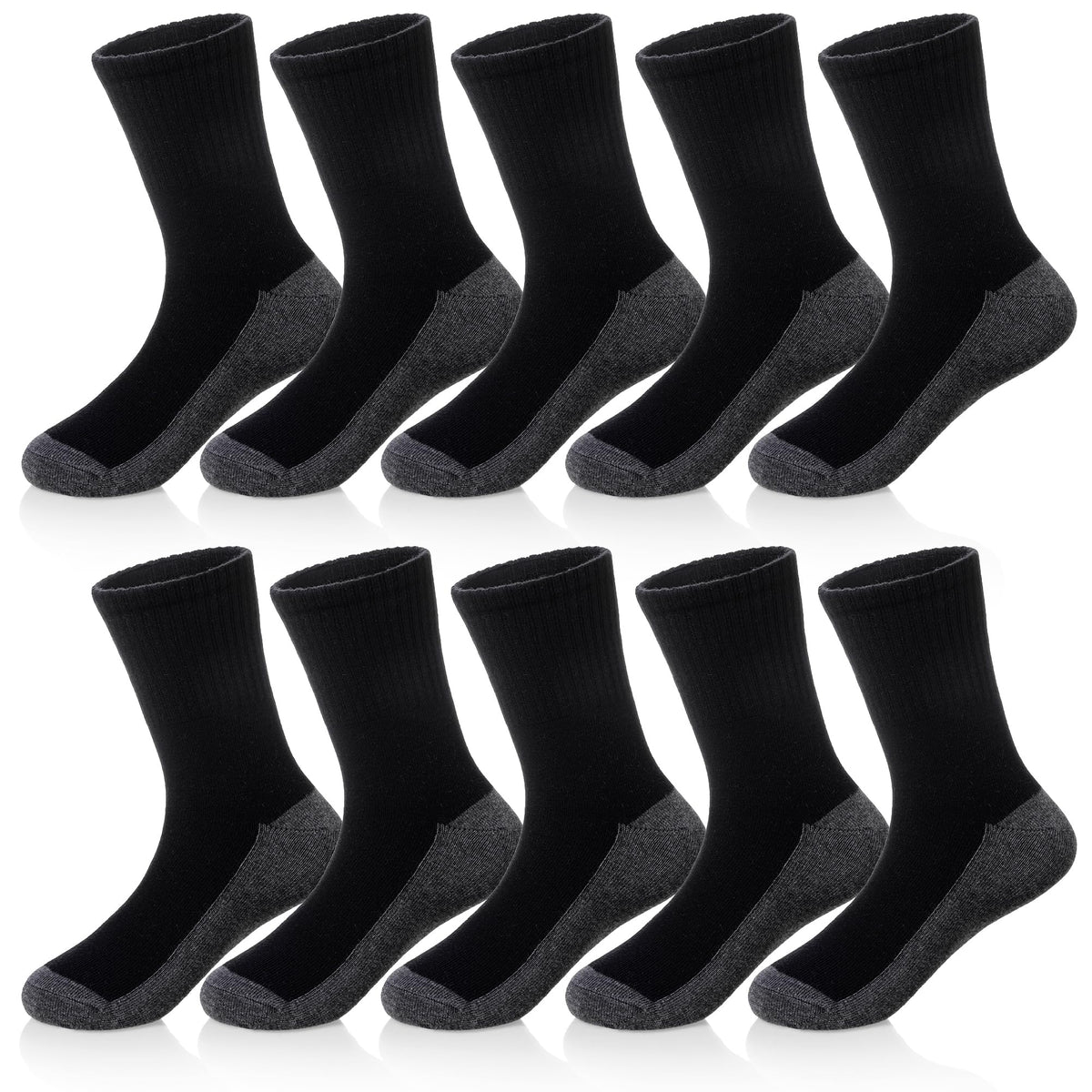 Kids Classics Crew Socks 10 Pairs Child Boy Girls Athletic Cotton Basic School Uniform Breathable Casual Sports Socks