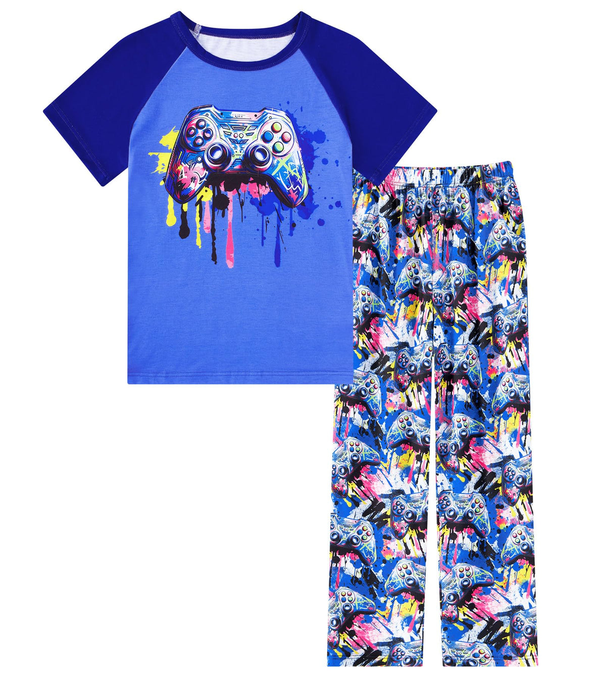 Funnycokid Boys Pajamas 2 Piece Kids Summer Pjs Loose Fit Size 6-12