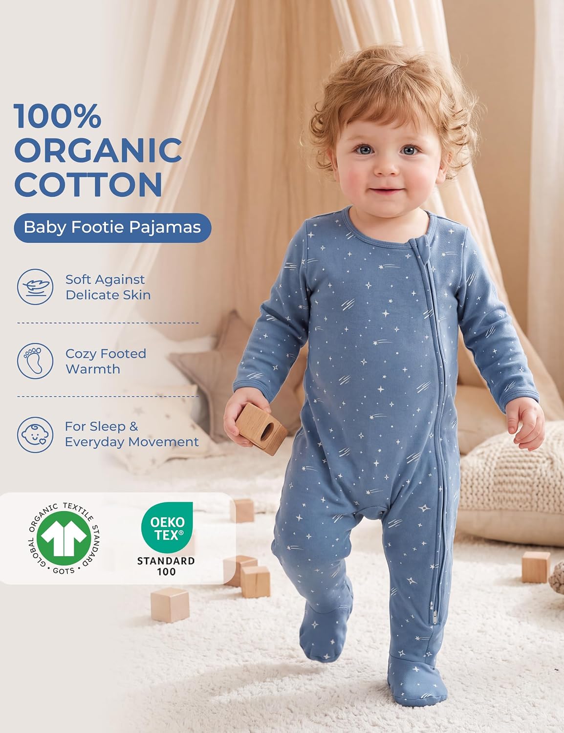 Unnivoll Baby Sleepers 100% Organic Cotton Baby Pajamas Boys Girls Clothes