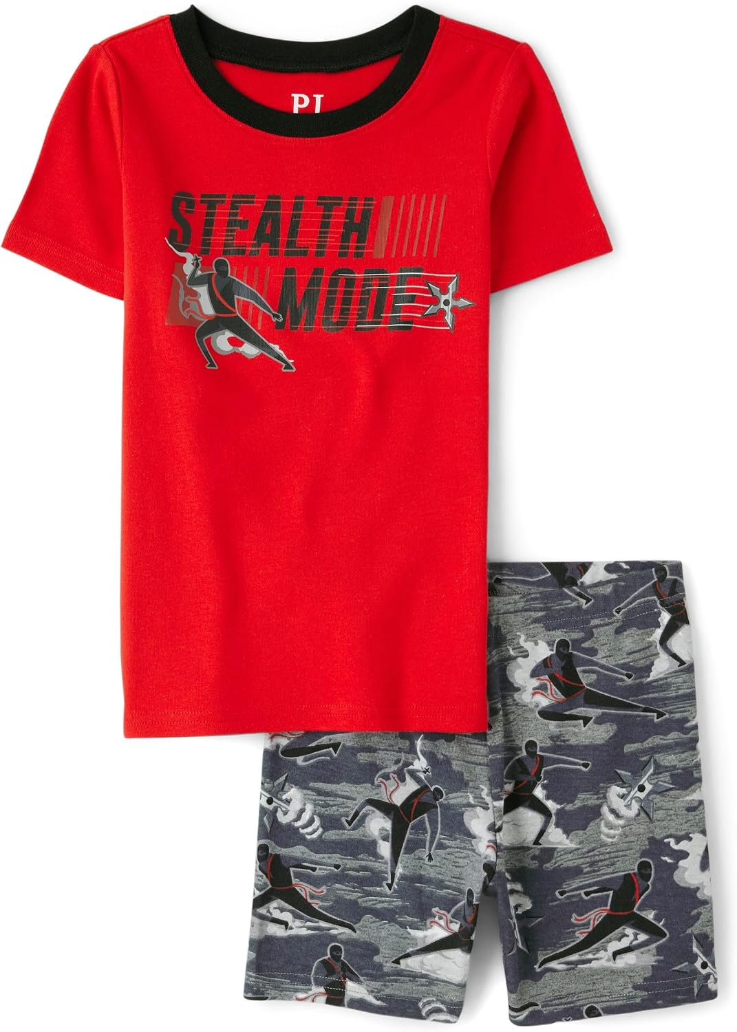 The Children's Place Boys' Short Sleeve Top and Shorts Snug Fit 100% Cotton 4 Piece Pajama Set